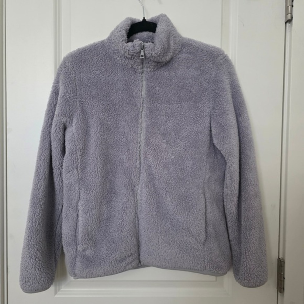 Uniqlo Fleece Full Zip Jacket Womens M(Asia Size‎ L) Gray Soft Warm Cozy Fuzzy